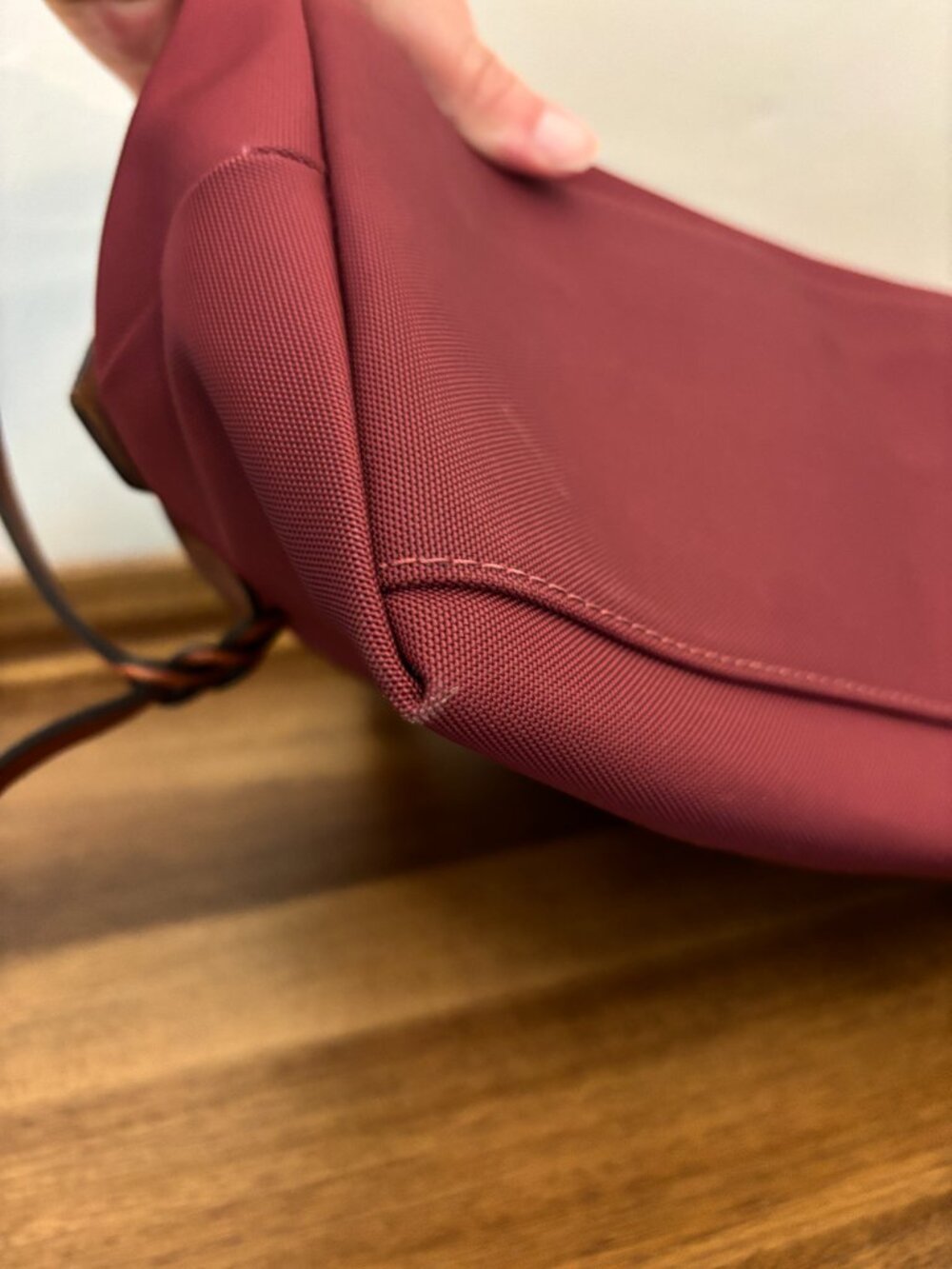 Dooney & Bourke Maroon Burgundy Nylon Brown Leather Large Domed Satchel - Picture 9 of 15